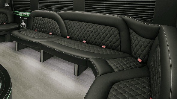 Interior of Waterbury Party Bus Company's 14 Passenger Sprinter Limousine in New Britain