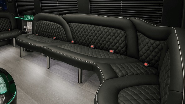 Interior of Waterbury Party Bus Company's 15 Passenger Party Bus in Danbury