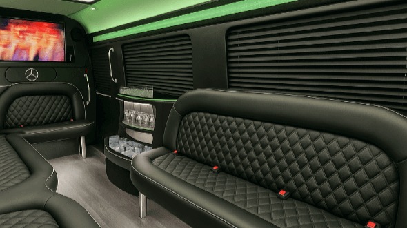 Interior of Waterbury Party Bus Company's 15 Passenger Party Bus in Milford