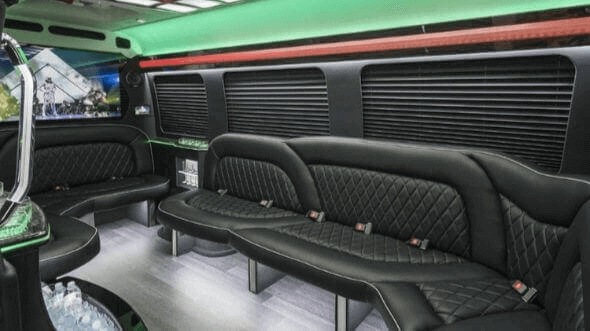 Interior of Waterbury Party Bus Company's 18 Passenger Party Bus in Bristol