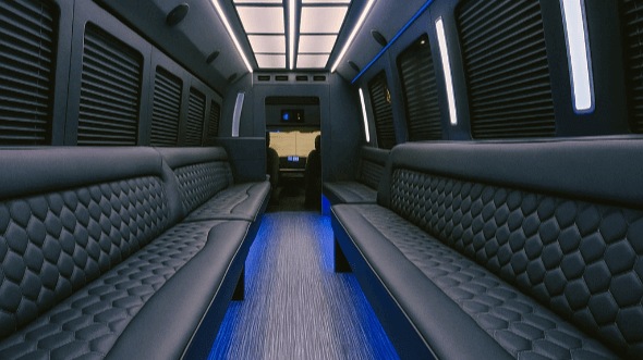 Interior of Waterbury Party Bus Company's 20 Passenger Party Bus in Bristol