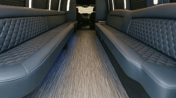 Interior of Waterbury Party Bus Company's 20 Passenger Party Bus in Meriden
