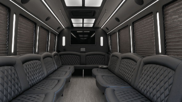 Interior of Waterbury Party Bus Company's 20 Passenger Party Bus in Milford