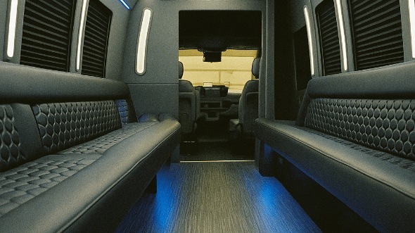 Interior of Waterbury Party Bus Company's 25 Passenger Party Bus in Stratford