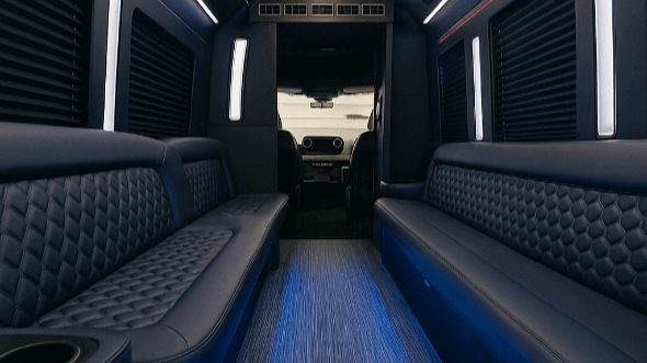 Interior of Waterbury Party Bus Company's 25 Passenger Party Bus in West Hartford