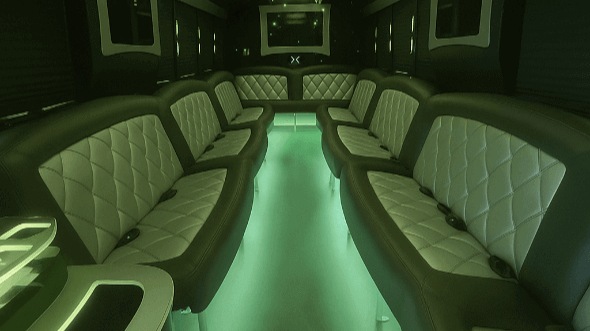 Interior of Waterbury Party Bus Company's 28 Passenger Party Bus in Danbury