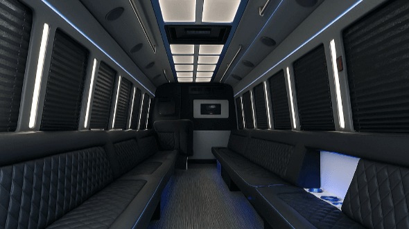 Interior of Waterbury Party Bus Company's 28 Passenger Party Bus in Hamden