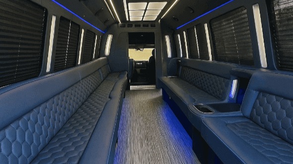 Interior of Waterbury Party Bus Company's 28 Passenger Party Bus in Meriden