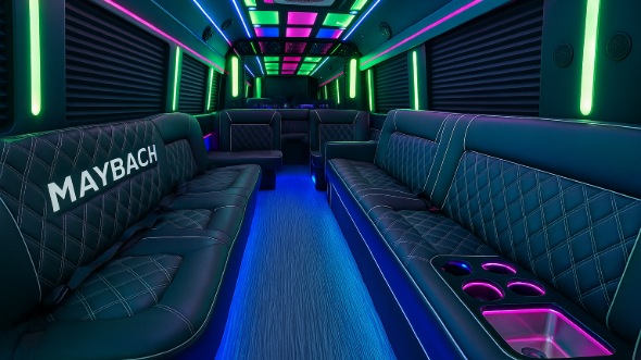 Interior of Waterbury Party Bus Company's 28 Passenger Party Bus in Waterbury