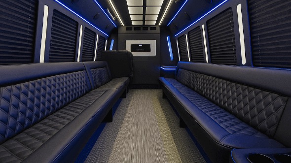 Interior of Waterbury Party Bus Company's 30 Passenger Party Bus in Bristol