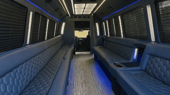Interior of Waterbury Party Bus Company's 30 Passenger Party Bus in New Haven