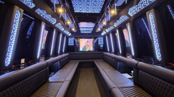 Interior of Waterbury Party Bus Company's 40 Passenger Party Bus in Meriden