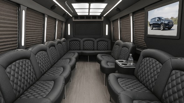 Interior of Waterbury Party Bus Company's 40 Passenger Party Bus in New Britain