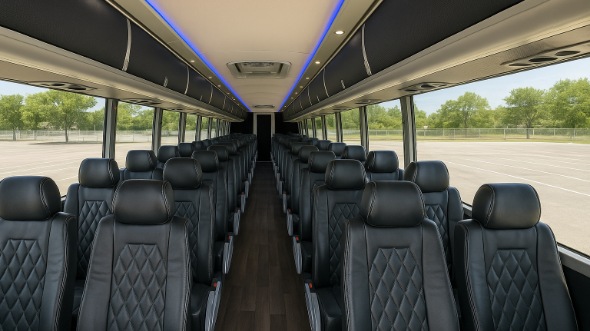 Interior of Waterbury Party Bus Company's 45 Passenger Charter Bus in Waterbury