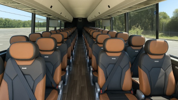 Interior of Waterbury Party Bus Company's 46 Passenger Charter Bus in Waterbury