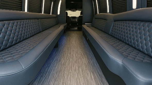 Interior of Waterbury Party Bus Company's 50 Passenger Party Bus in Bristol