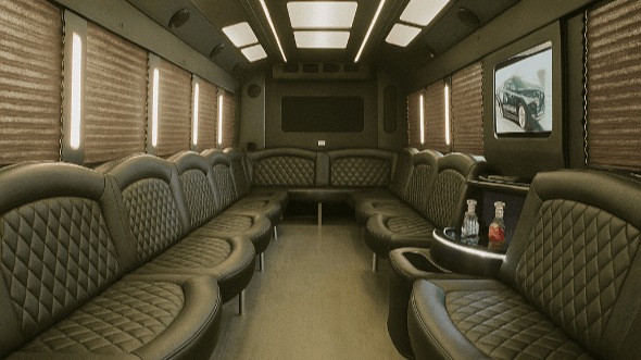 Interior of Waterbury Party Bus Company's 50 Passenger Party Bus in Danbury