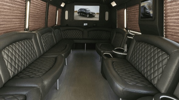 Interior of Waterbury Party Bus Company's 50 Passenger Party Bus in Hamden