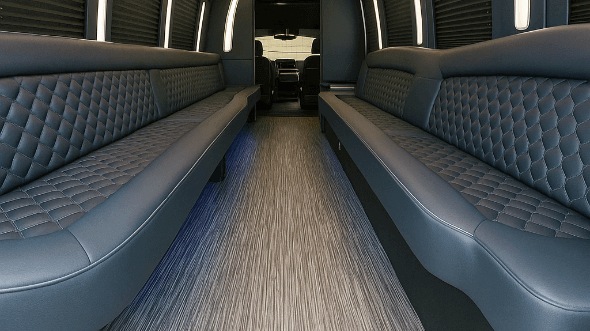 Interior of Waterbury Party Bus Company's 50 Passenger Party Bus in West Hartford