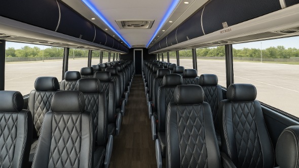 Interior of Waterbury Party Bus Company's 51 Passenger Charter Bus in Waterbury