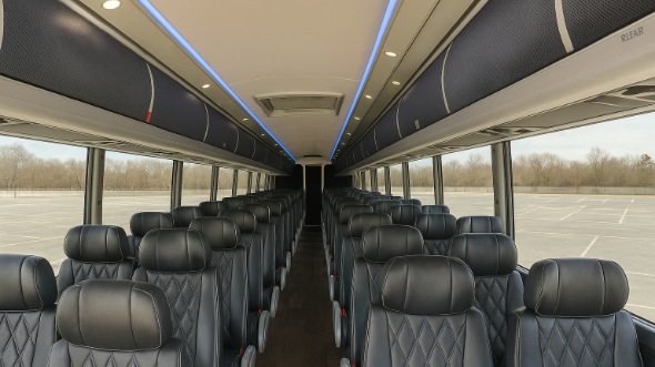 Interior of Waterbury Party Bus Company's 54 Passenger Charter Bus in Waterbury