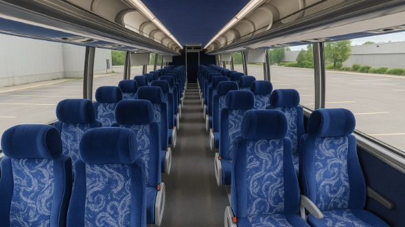 Interior of Waterbury Party Bus Company's 55 Passenger Charter Bus in Waterbury